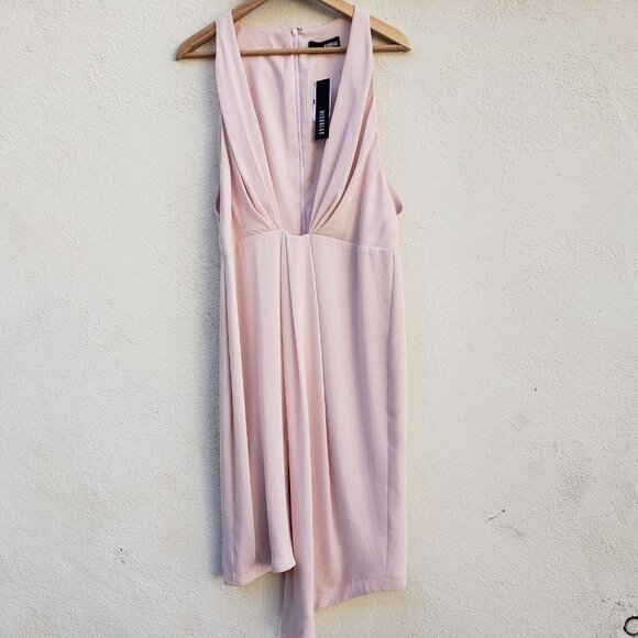 NWT NICHOLAS Deep V Crepe Dress in Ballet Pink - Picture 2 of 6